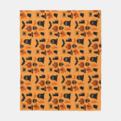 Spooky Halloween Fleece Blanket – Black & Orange フリースブランケット (正面)