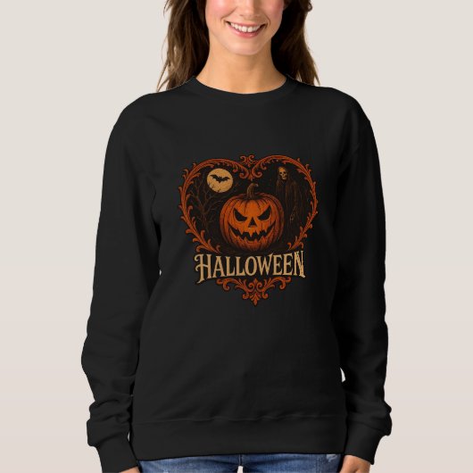 Spooky Halloween Ghost Women's Basic Sweatshirt –  スウェットシャツ (正面)