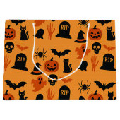 Spooky Halloween Gift Bag – Large Black & Orange   ラージペーパーバッグ (正面)