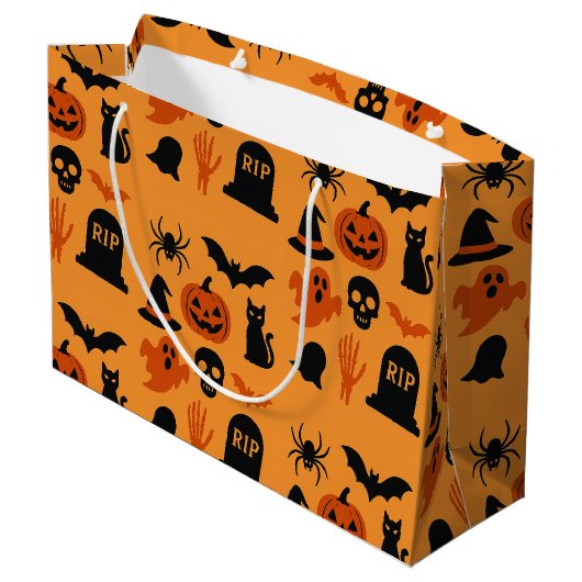 Spooky Halloween Gift Bag – Large Black & Orange   ラージペーパーバッグ (裏面アングル)