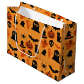 Spooky Halloween Gift Bag – Large Black & Orange   ラージペーパーバッグ (正面アングル)