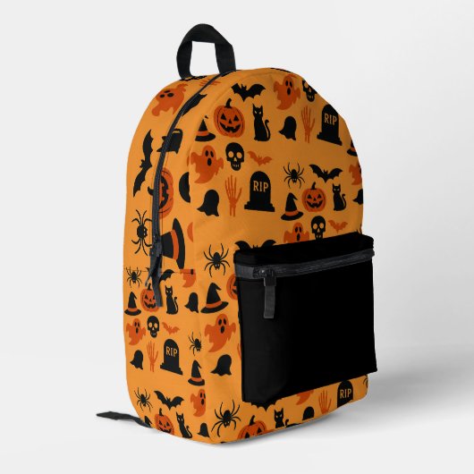 Spooky Halloween Gift Classic Black & Orange プリントバックパック (裏面左端)