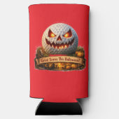Spooky Halloween golf graphic teal cam cooler スリム缶クーラー (裏面)