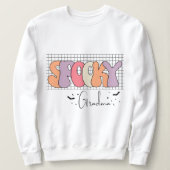 Spooky, Halloween Gradma, Groovy Retro Halloween スウェットシャツ (デザイン正面)