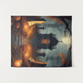 Spooky Halloween Haunted Grave Yard タペストリー (正面(横))