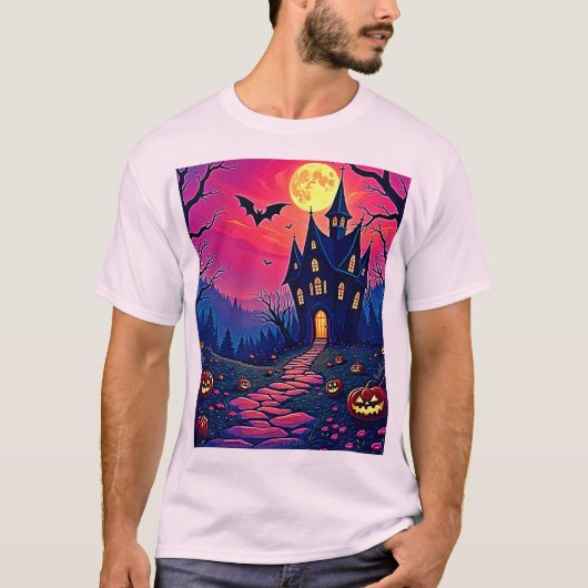 Spooky Halloween Haunted Mansion Art Tシャツ (正面)