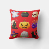 Spooky Halloween Icons Decorative Throw Pillow クッション (裏面)