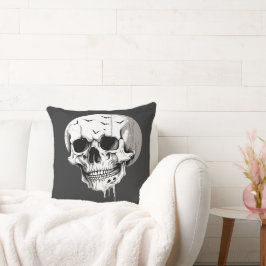 Spooky Halloween Melting Cranium With Bat Imagery  クッション