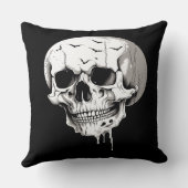 Spooky Halloween Melting Cranium With Bat Imagery  クッション (裏面)