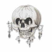 Spooky Halloween Melting Cranium With Bat Imagery シール (正面)