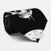 Spooky Halloween Melting Cranium With Bat Imagery  ネクタイ (ロール)