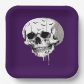 Spooky Halloween Melting Cranium With Bat Imagery  ペーパープレート (正面)