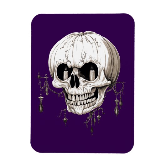 Spooky Halloween Melting Cranium With Bat Imagery  マグネット (縦)