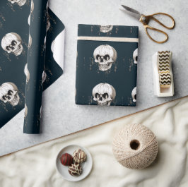 Spooky Halloween Melting Cranium With Bat Imagery  ラッピングペーパー
