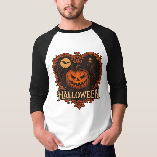 Spooky Halloween Men’s 3/4 Sleeve Raglan T-Shirt | Tシャツ (正面)