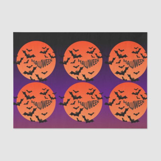 Spooky Halloween Moon & Bats Tissue Paper 薄葉紙 (正面)