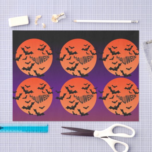 Spooky Halloween Moon & Bats Tissue Paper 薄葉紙 (クラフト)