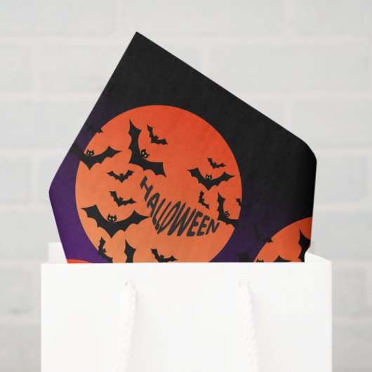 Spooky Halloween Moon & Bats Tissue Paper 薄葉紙 (ギフトバッグ)