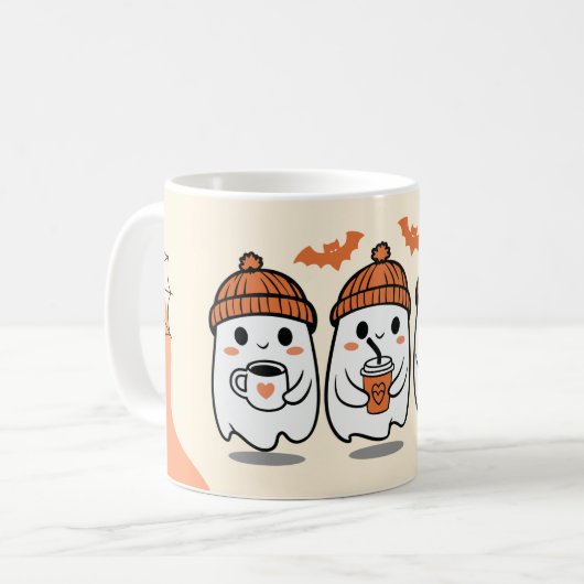 Spooky Halloween Mug – Pumpkin, Ghost & Witch Coff コーヒーマグカップ (正面左)
