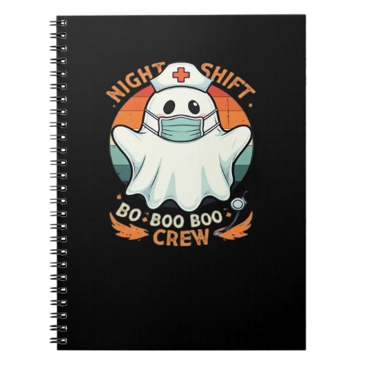 Spooky Halloween Nurse Funny Ghost Costume Boo Boo ノートブック (正面)