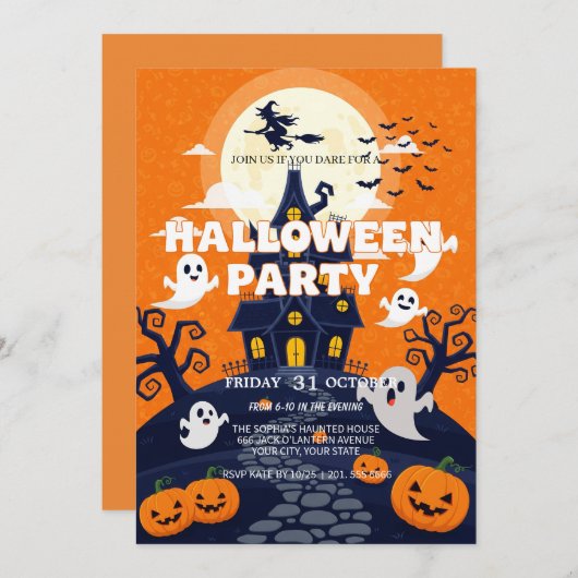 Spooky Halloween Party Invitation 招待状 (正面/裏面)