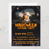 Spooky Halloween Party Invitation – Ghosts & Bats 招待状 (正面/裏面)