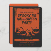 Spooky Halloween Party Invitation Orange Black 招待状 (正面/裏面)