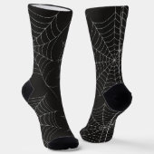 Spooky Halloween Party Spiderweb Bold Black ソックス (傾斜あり)