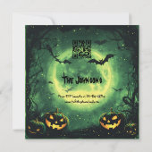 Spooky Halloween Party with Bats and Pumpkins 招待状 (裏面)