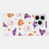 Spooky Halloween Pastel Ghost Pattern iPhone 15 iPhoneケース (裏面横)