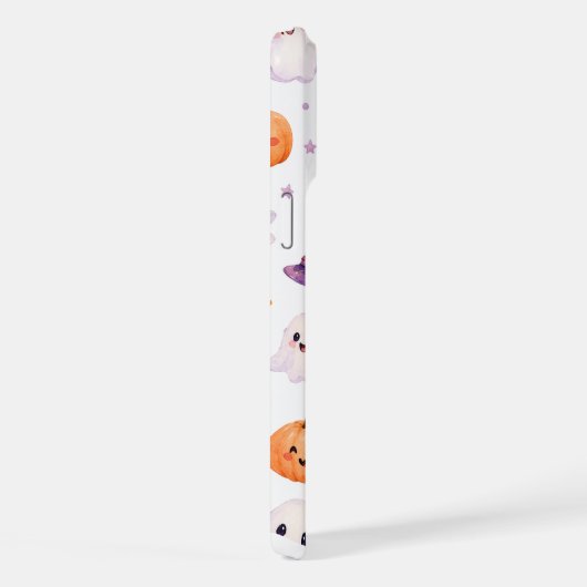 Spooky Halloween Pastel Ghost Pattern iPhone 15 iPhoneケース (右側面)