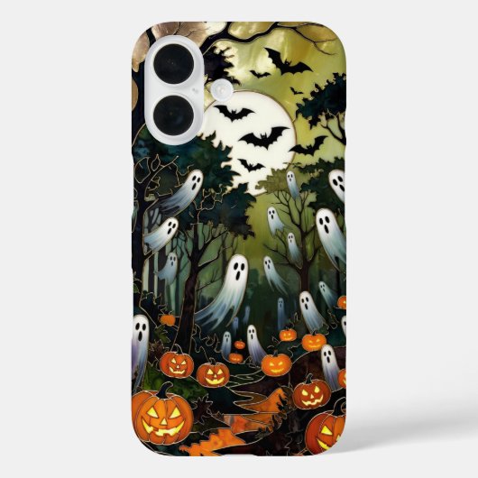 Spooky Halloween Phone Case Ghost Pumpkin Forest Case-Mate iPhoneケース (裏面)