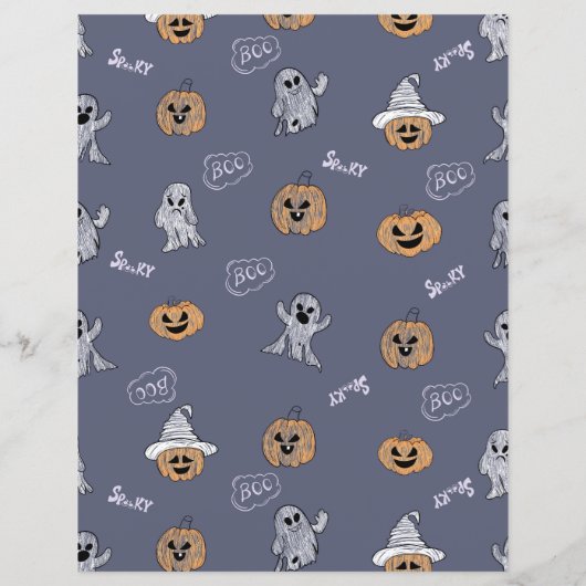 Spooky Halloween Pumpkin and Ghost Pattern Scrapbo (裏面)