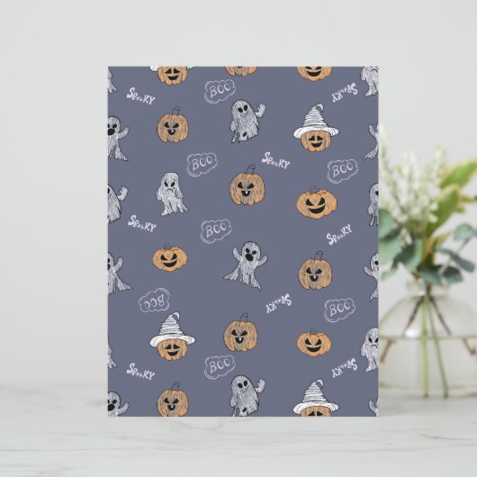 Spooky Halloween Pumpkin and Ghost Pattern Scrapbo (スタンド正面)