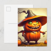 Spooky Halloween Pumpkin Creature ポストカード (正面/裏面)