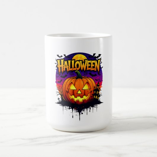 Spooky Halloween Pumpkin Design with Moonlit Sky a コーヒーマグカップ (中央)