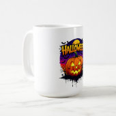 Spooky Halloween Pumpkin Design with Moonlit Sky a コーヒーマグカップ (正面左)
