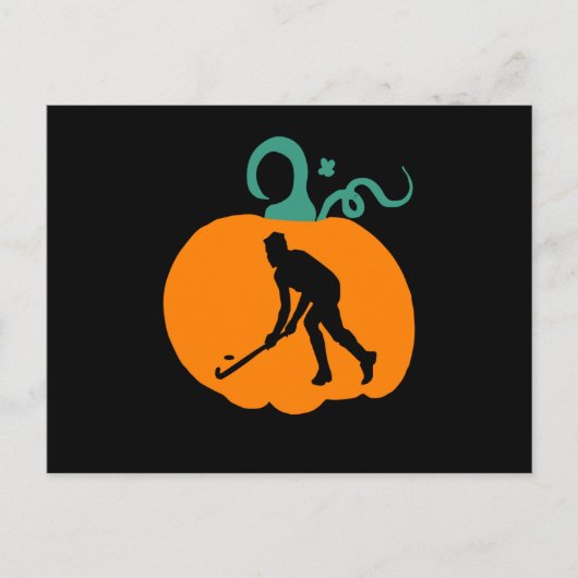 Spooky Halloween Pumpkin Hockey Player Costume ポストカード (正面)
