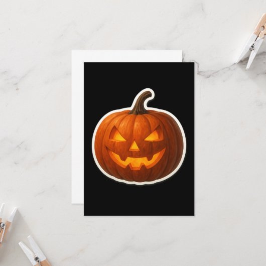 Spooky Halloween Pumpkin Sticker カード (正面/裏面インサイチュ)