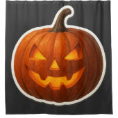 Spooky Halloween Pumpkin Sticker シャワーカーテン (正面)
