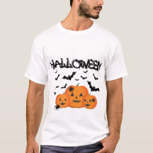 Spooky Halloween Pumpkins & Bats T-Shirt