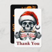 Spooky Halloween Sipping Coffee Christmas Santa Pe サンキューカード (正面/裏面)