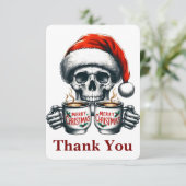 Spooky Halloween Sipping Coffee Christmas Santa Pe サンキューカード (スタンド正面)