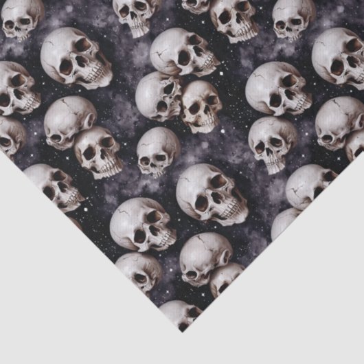Spooky Halloween Skulls on a Galaxy Background 薄葉紙 (詳細)