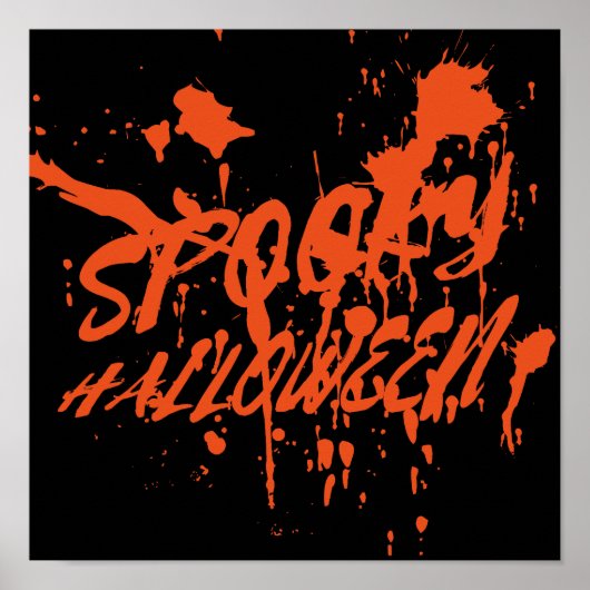 Spooky Halloween Splash Retro Red Orange Horror ポスター (正面)