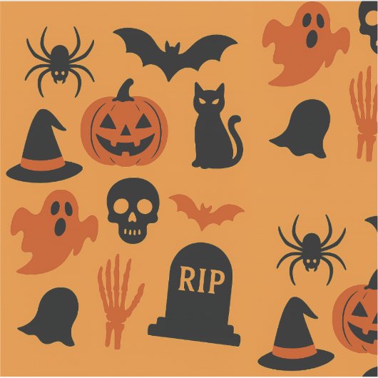 Spooky Halloween Sticker – Black & Orange シール (正面)