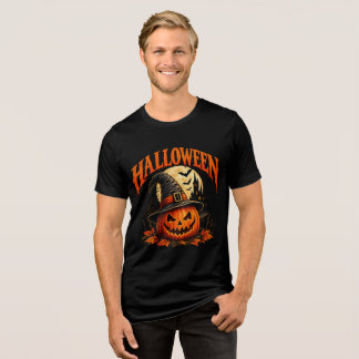 Spooky Halloween T-Shirt – Pumpkin, Bats & Haunted トライブレンドTシャツ