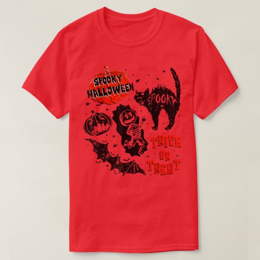Spooky Halloween Trick Or Treat Pumpkin skeleton C Tシャツ (デザイン正面)
