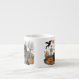 Spooky Halloween Vintage Design – Ghost, Pumpkin  エスプレッソカップ