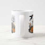 Spooky Halloween Vintage Design – Ghost, Pumpkin  ジャンボコーヒーマグカップ (裏面)